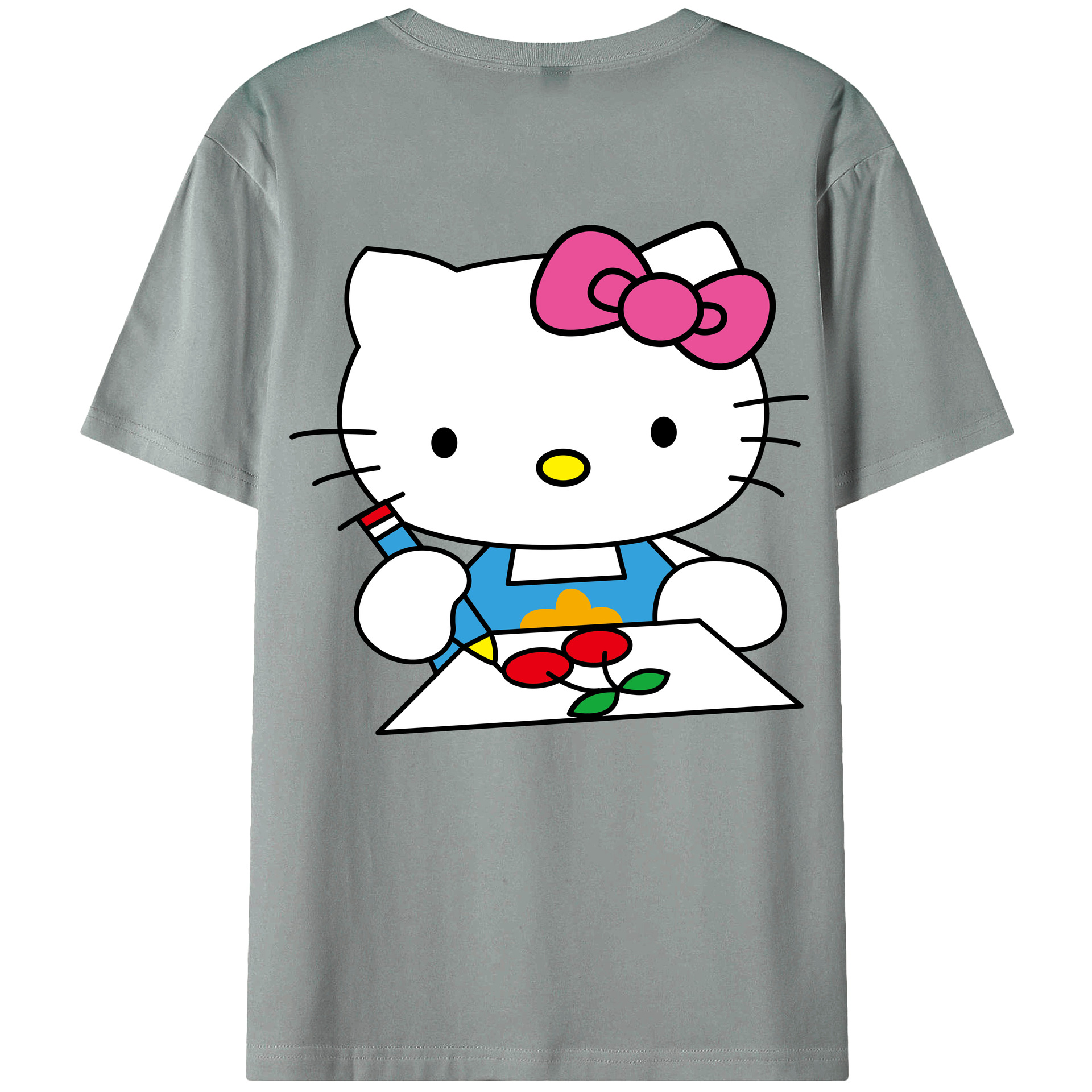 （画像用） Hello Kitty ハローキティ 綿100％ メンズ半袖Tシャツ（バックプリント） 通気性